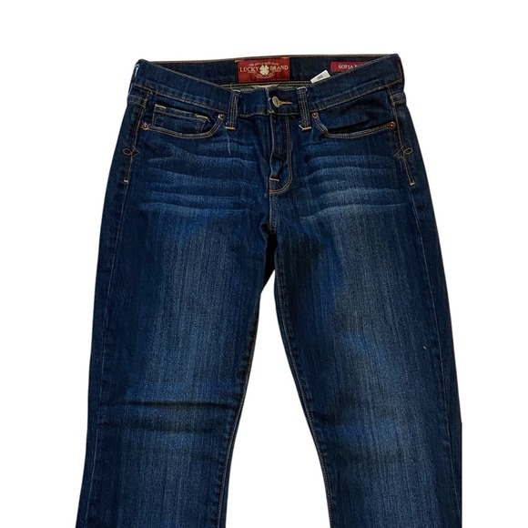 Lucky Brand Sofia Boot Dark Blue Denim Jeans Women's 6/28 Ankle NWOT - Picture 2 of 9